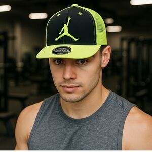KIPA Snapback Hat Black & Neon Green | Adjustable Mesh Cap | Embroidered Logo